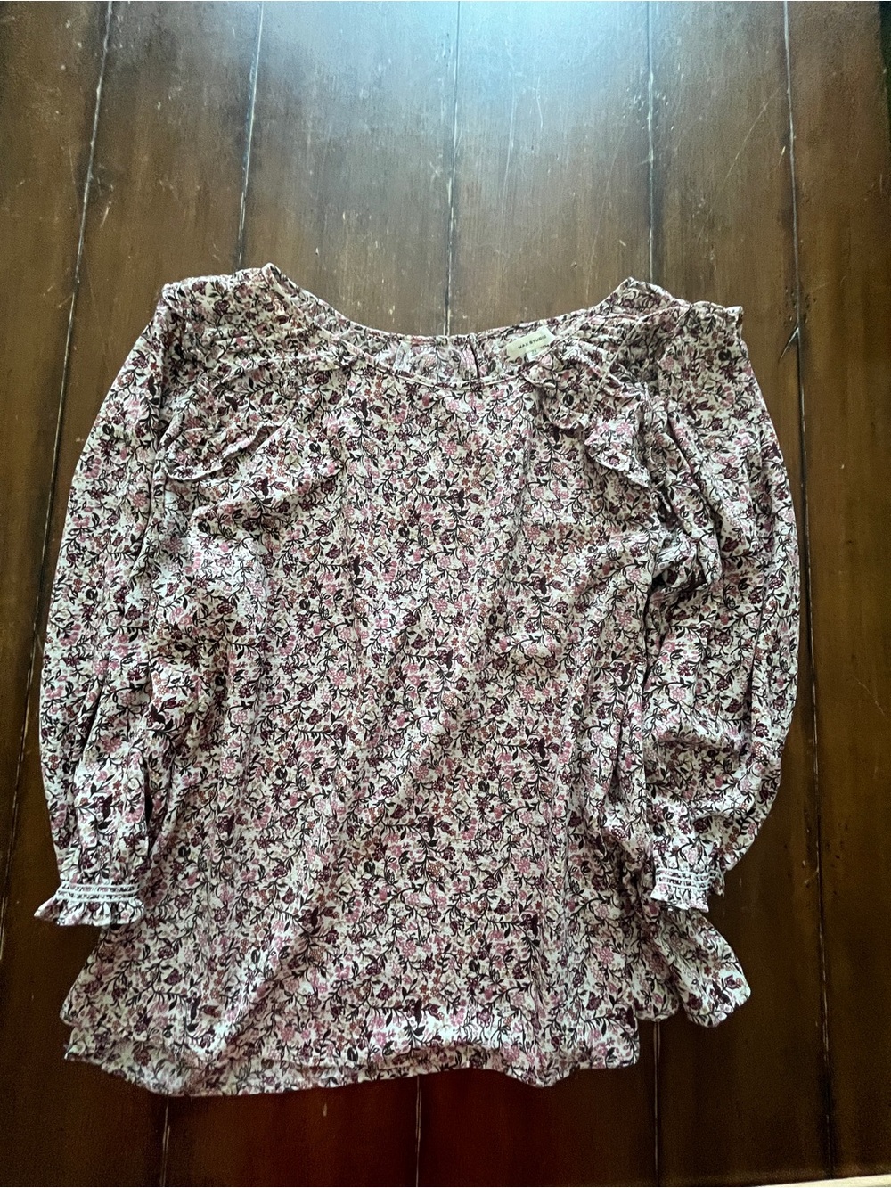Max Studio Pink Cream Floral Ruffle-Sleeve Blouse